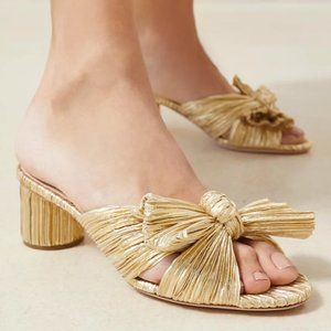 Loeffler Randall Gold Penny Knot Mules